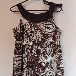 Style‎ & Co. Sz 8P Dress Brown Paisley Summer Lightweight